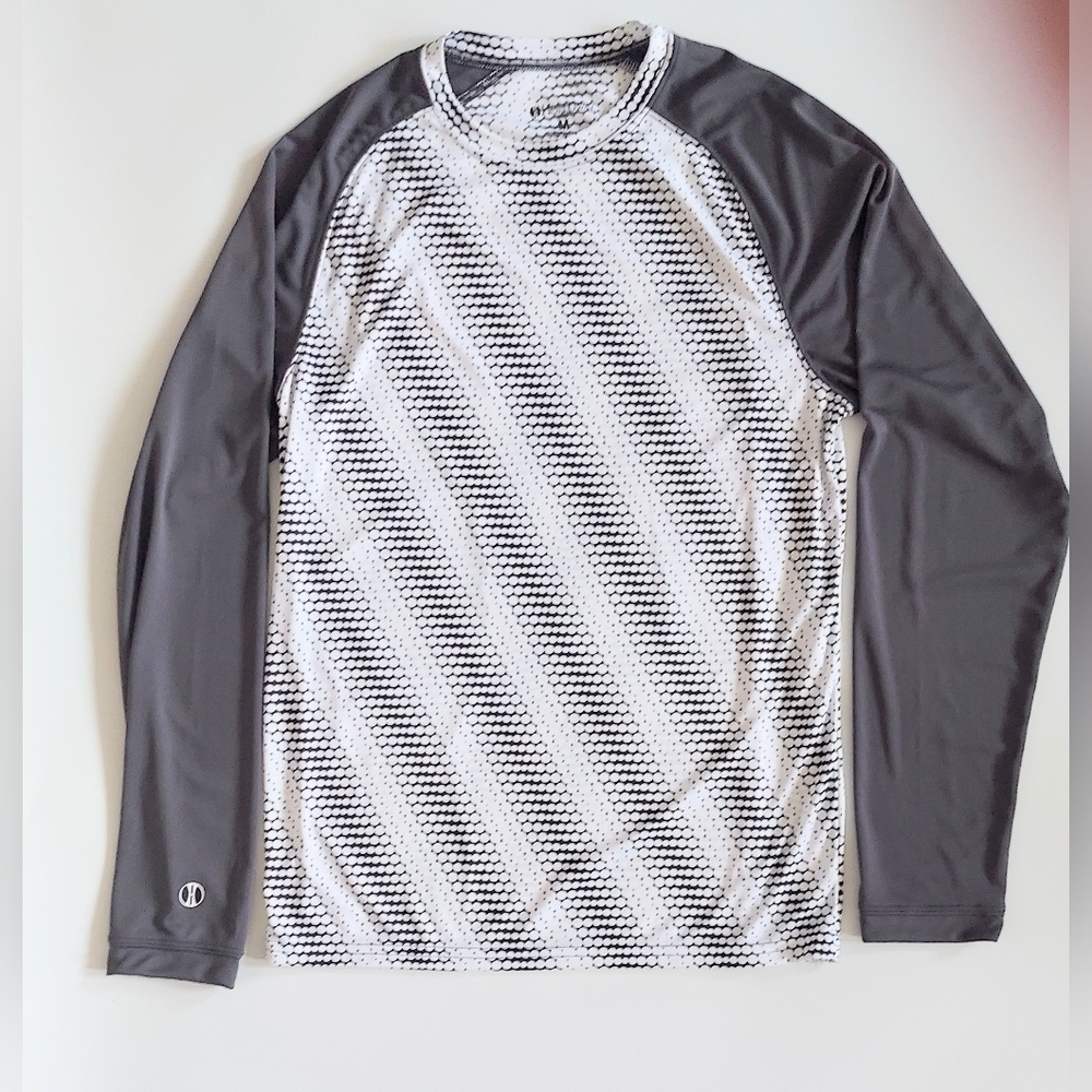 Holloway Sportswear Long Sleeve Torpedo Shirt White Gray Size Medium